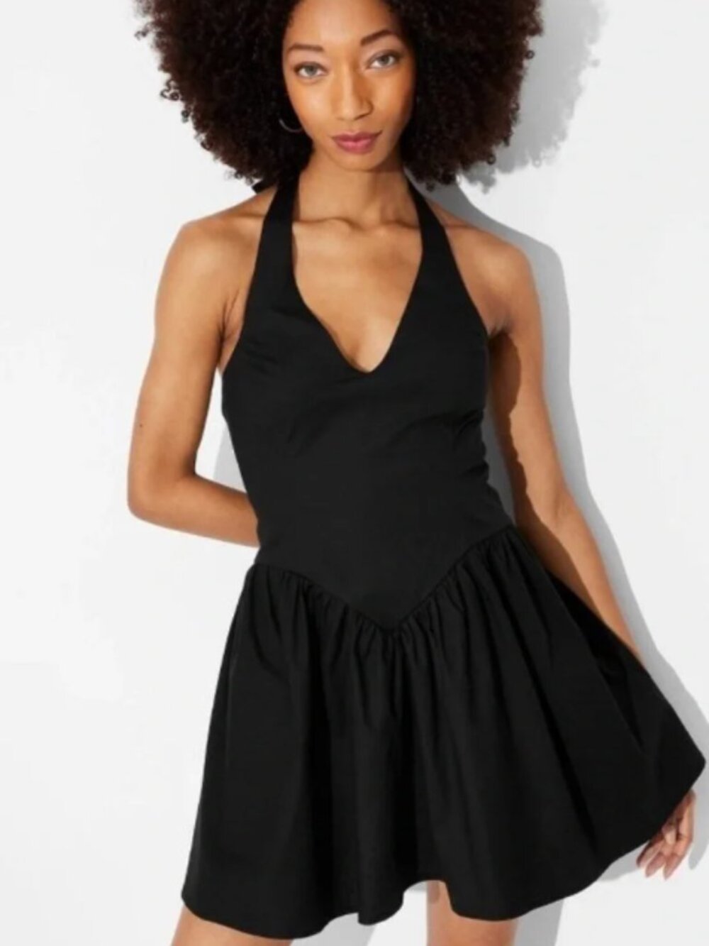 Wild Fable Black Halter Mini Dress Adjustable Tie Neck